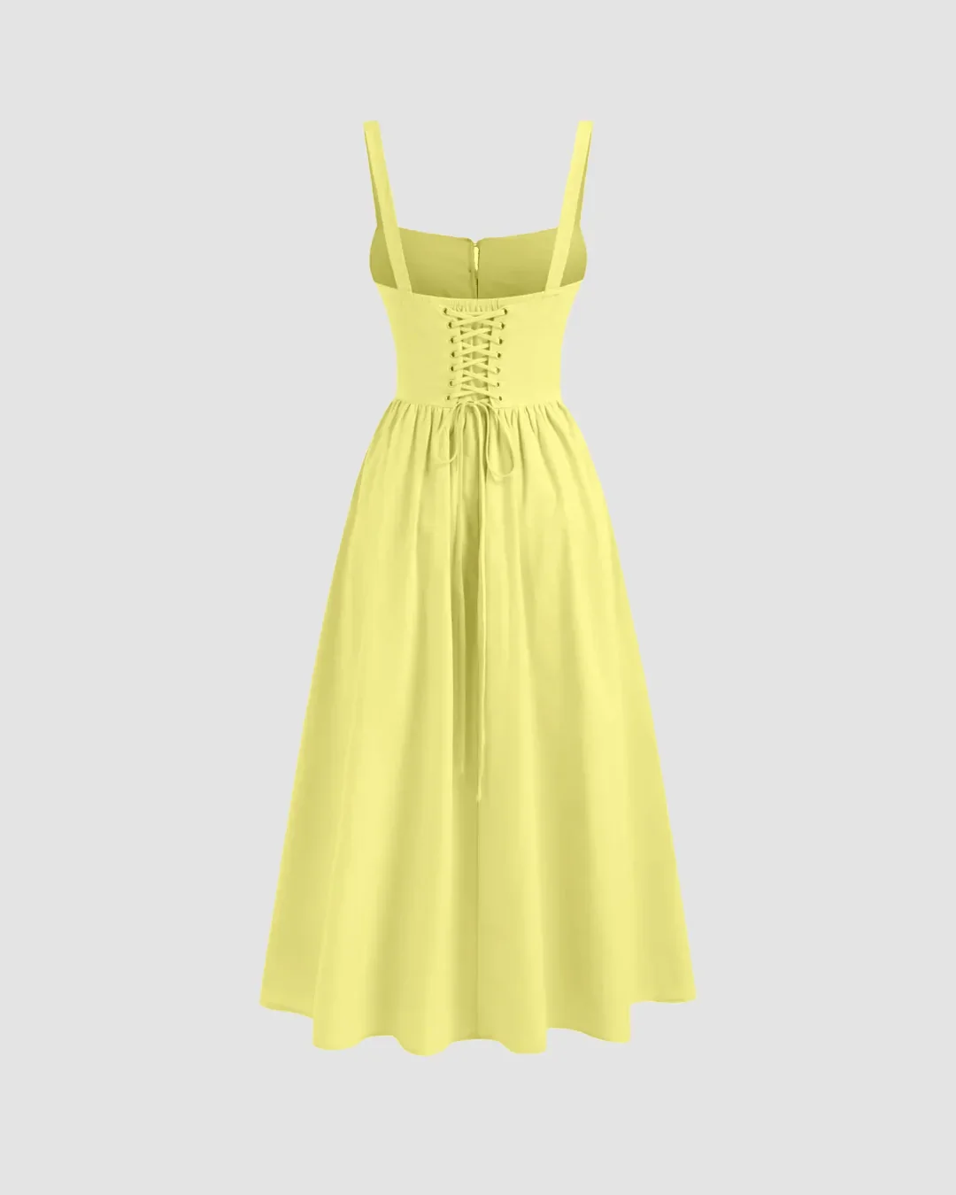 Sleeveless Tie Strap Midi Dress in Yellow - Image 2
