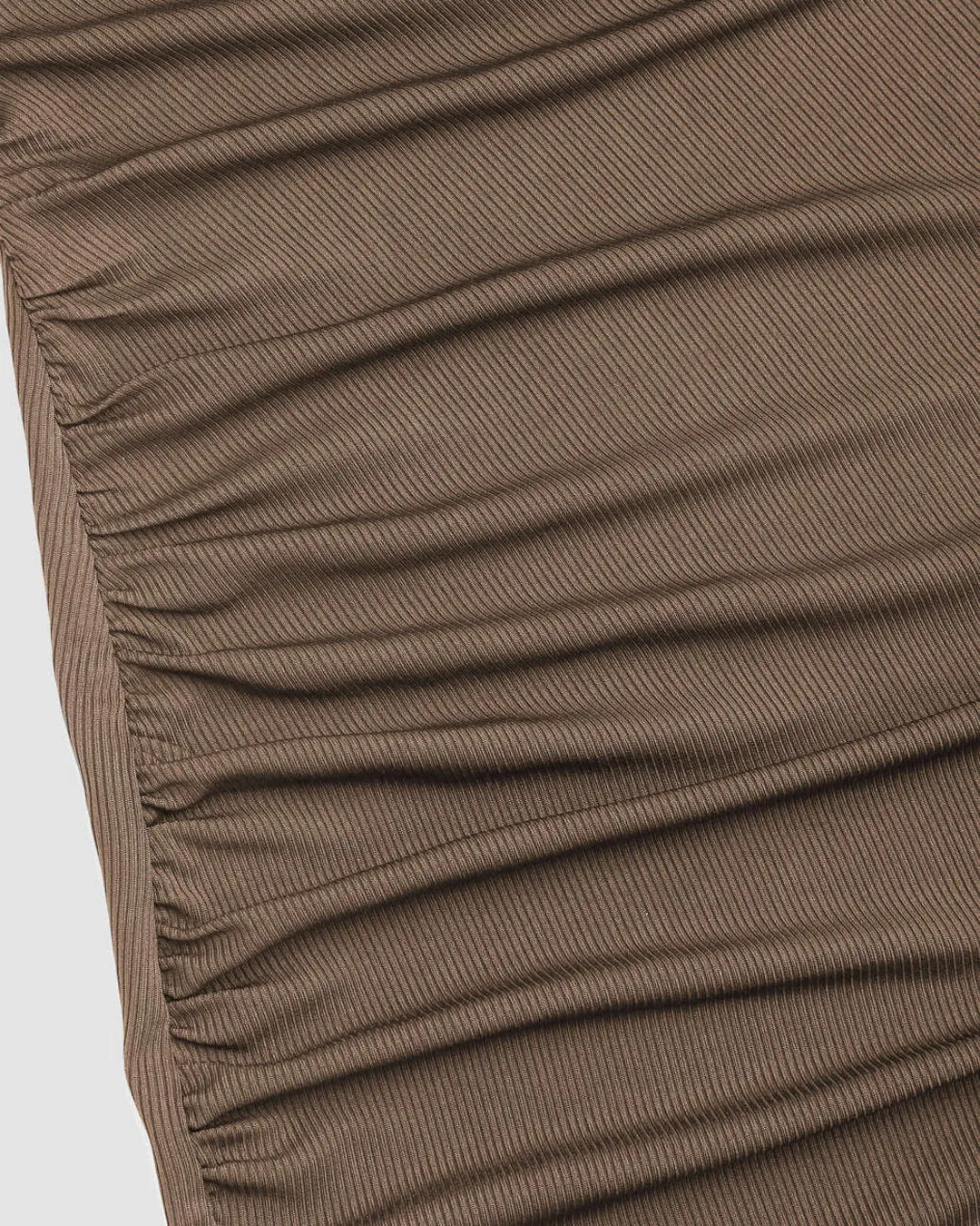 Slim Fit High Neck Ribbed Midi Dress In Brown - Image 4