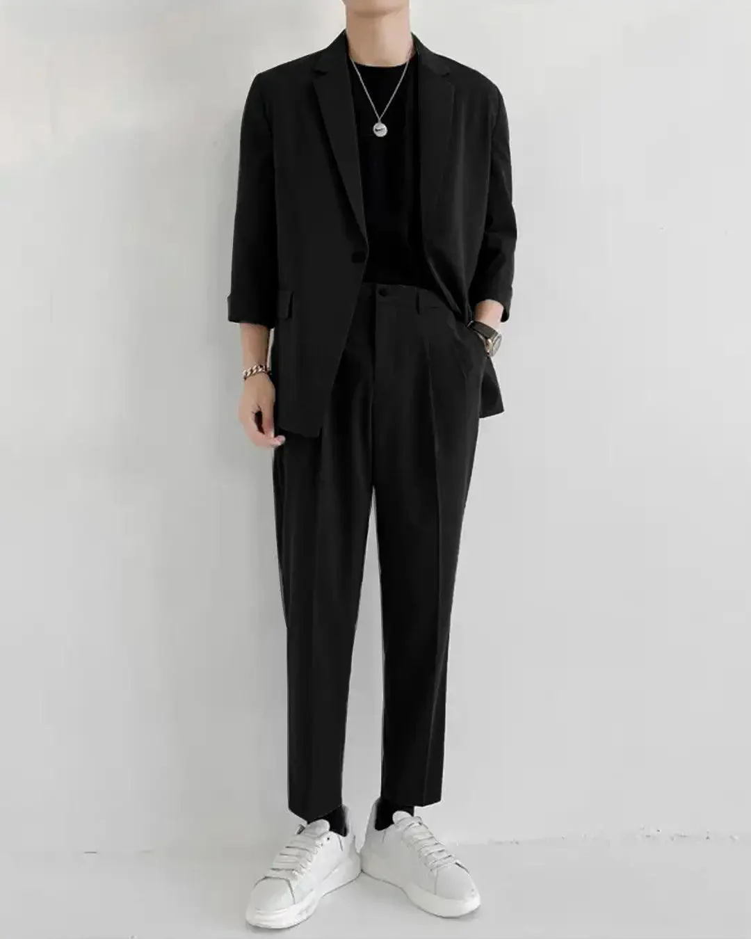 Slim Fit Suit Set for Men In Black - Image 2