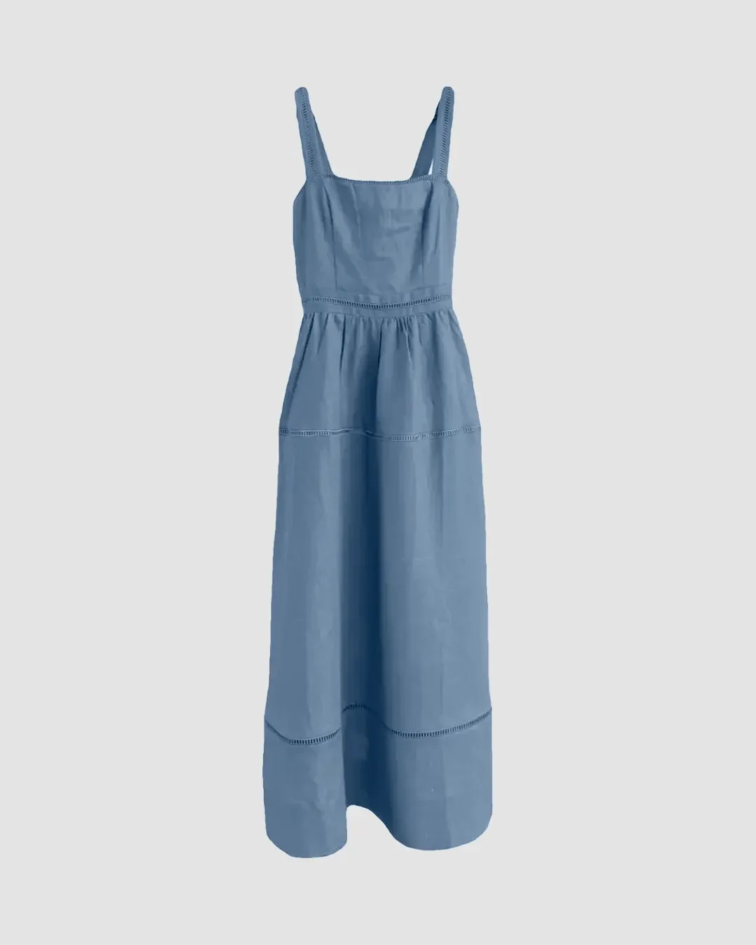 Smocked Back Strap Midi Dress in French Blue - Image 3