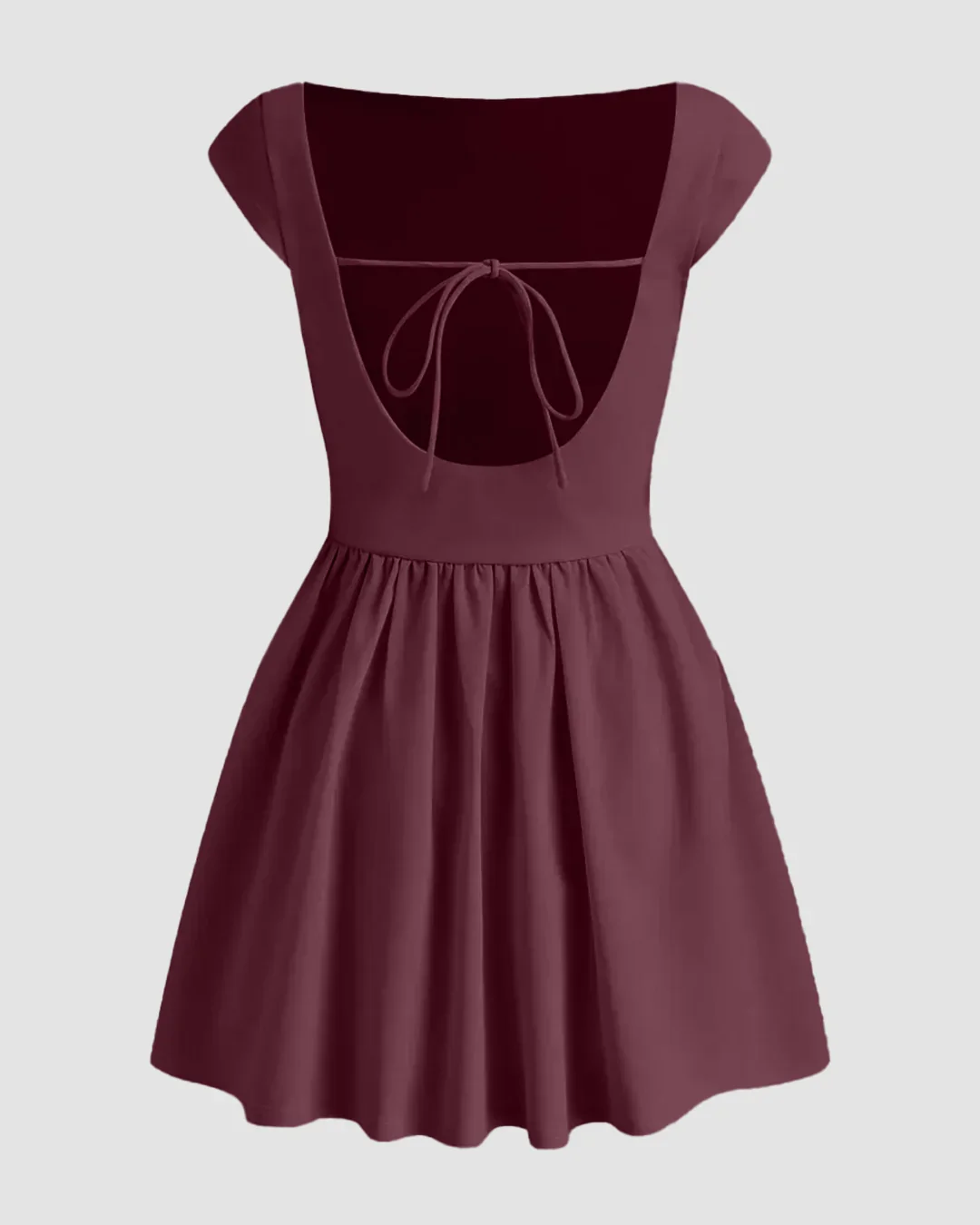 Solid A-Line Maroon Dress - Image 2