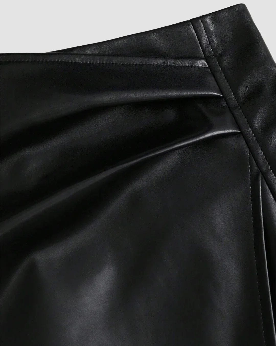 Solid Black Leather Bodycon Mini Skirt for Women - Image 3