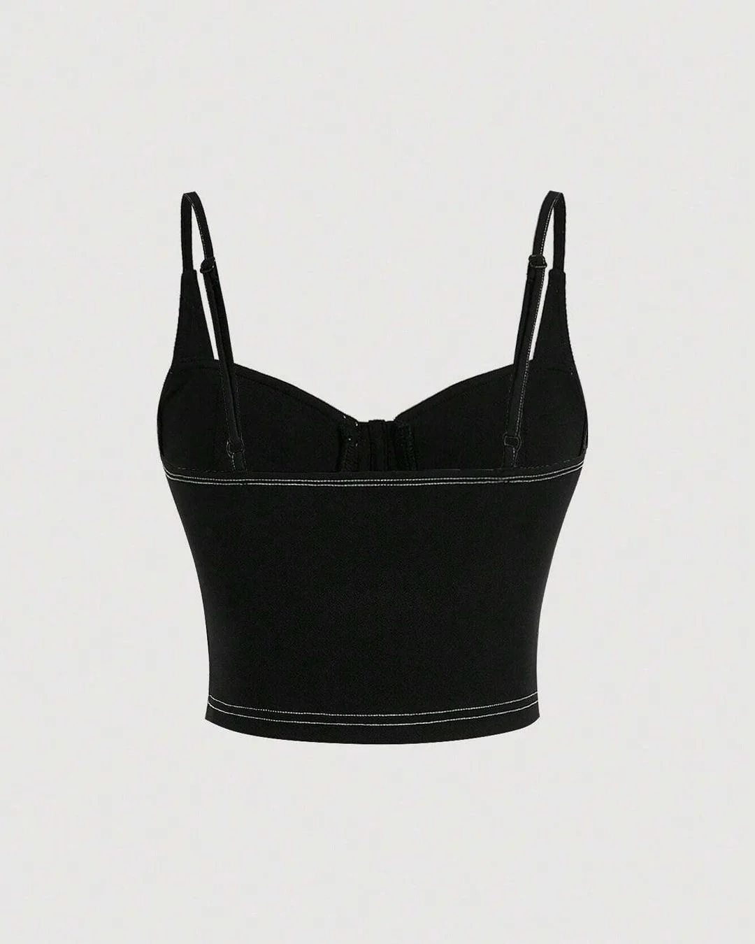 Solid Bustier Black Cami Top - Image 2