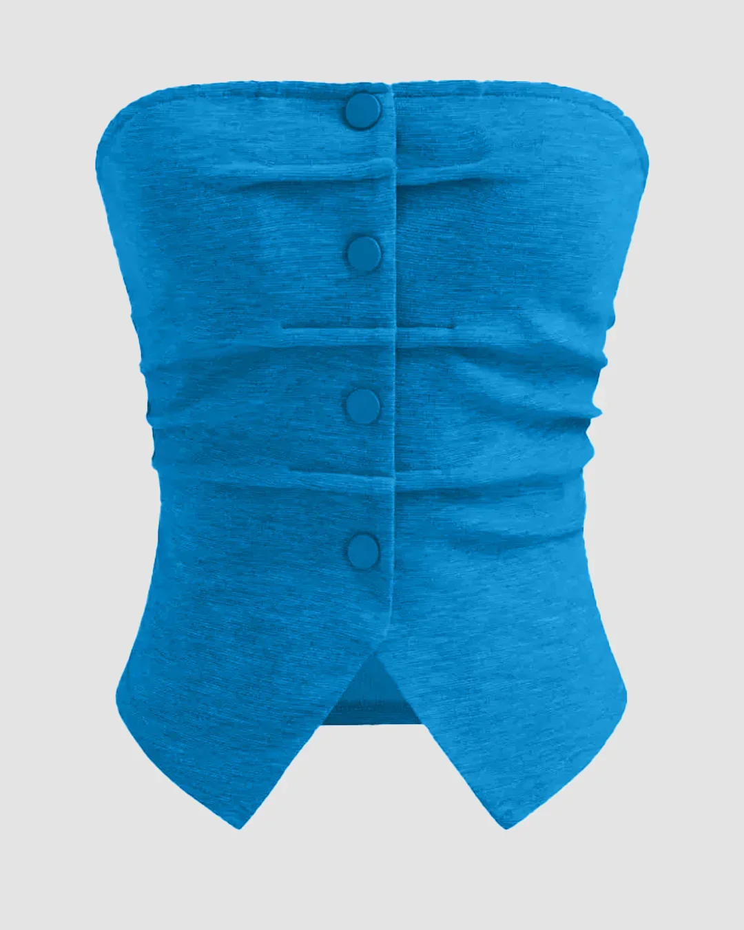 Solid Button Sleeveless Top With Solid Wide Leg Trousers In Eclectic Blue - Image 3