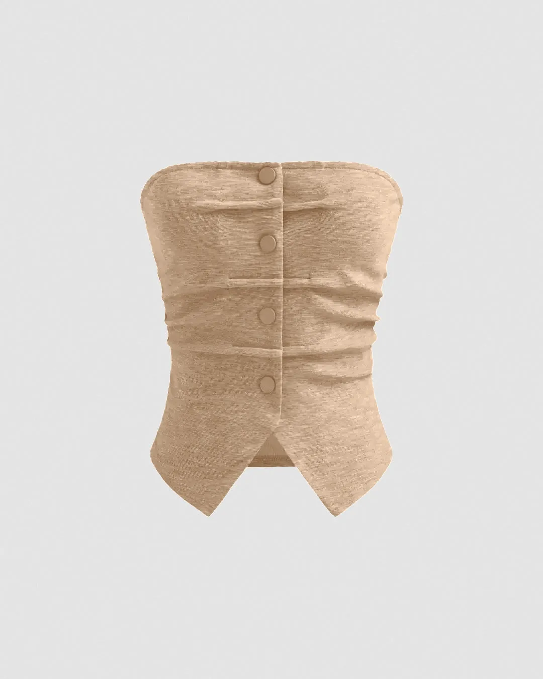 Solid Button Sleeveless Top With Solid Wide Leg Trousers In Tanin Brown - Image 3