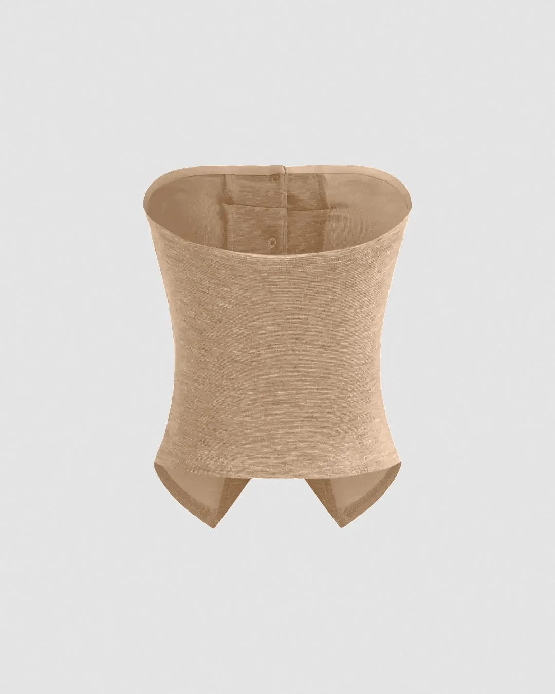 Solid Button Sleeveless Top With Solid Wide Leg Trousers In Tanin Brown - Image 4