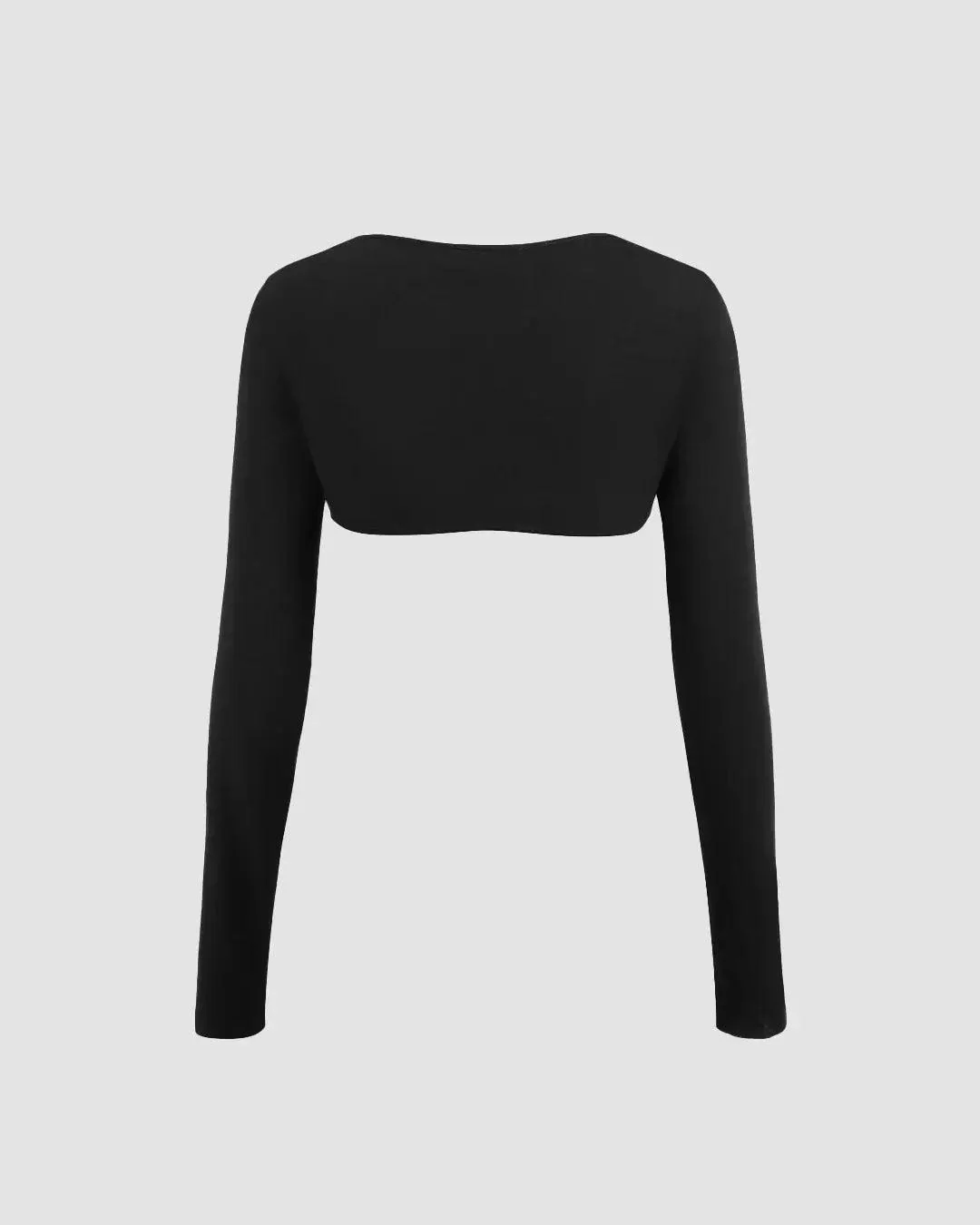 Stretch Full Sleeve Cropped Shrug in Black - Image 2