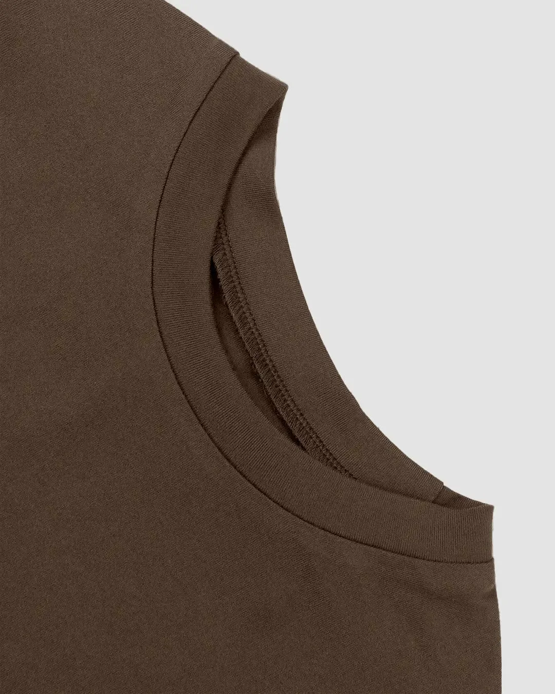 Solid Color Round Neck Short Sleeve Casual Top In Brown - Image 3