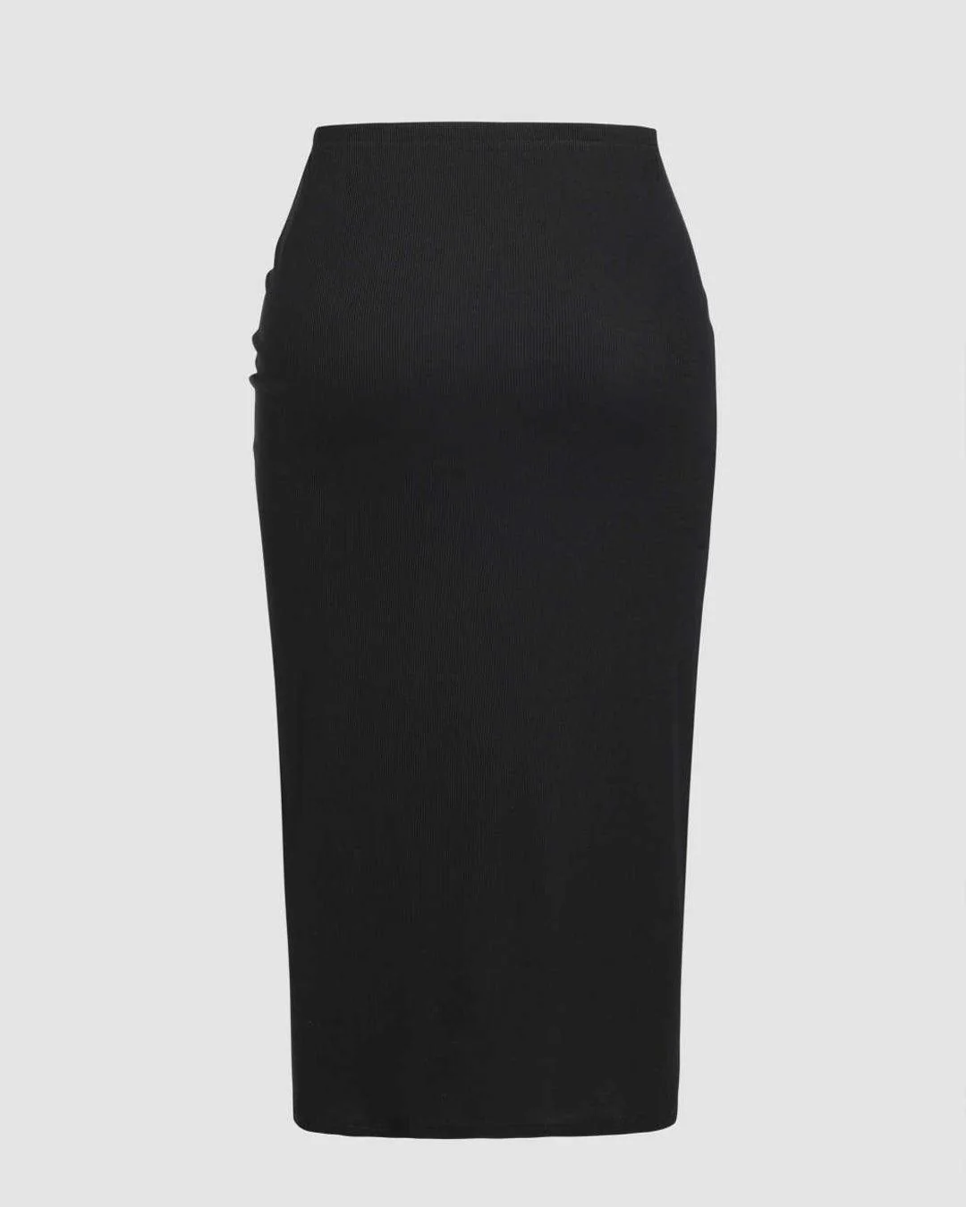 Solid Drawstring Split Maxi Black Skirt Curve & Plus - Image 4