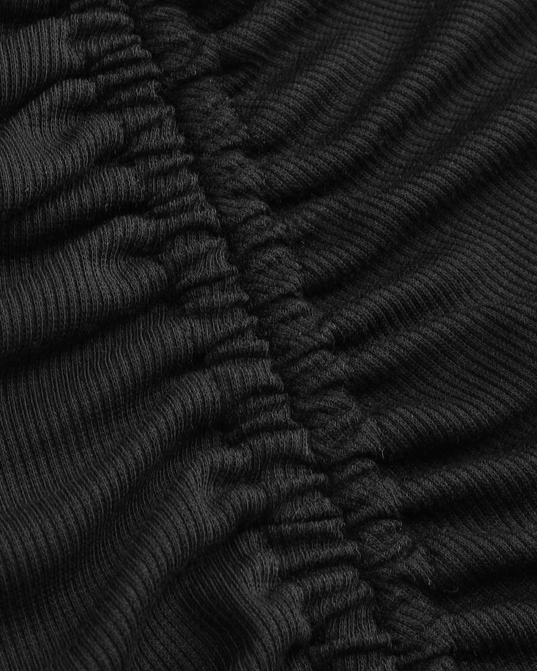 Solid Drawstring Split Maxi Black Skirt Curve & Plus - Image 5