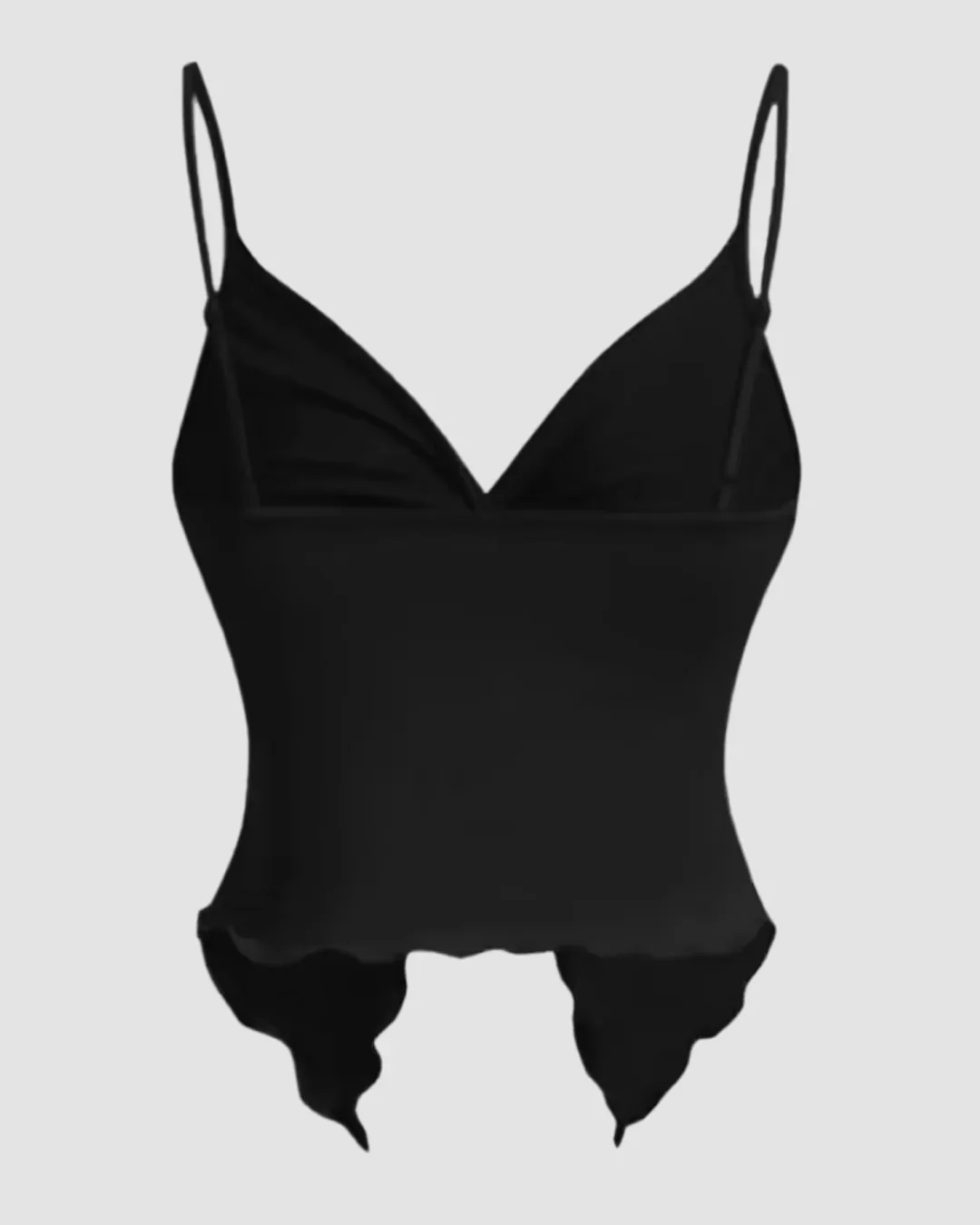 Solid Minimalist Twisted Design Tank Top in Black - Image 2