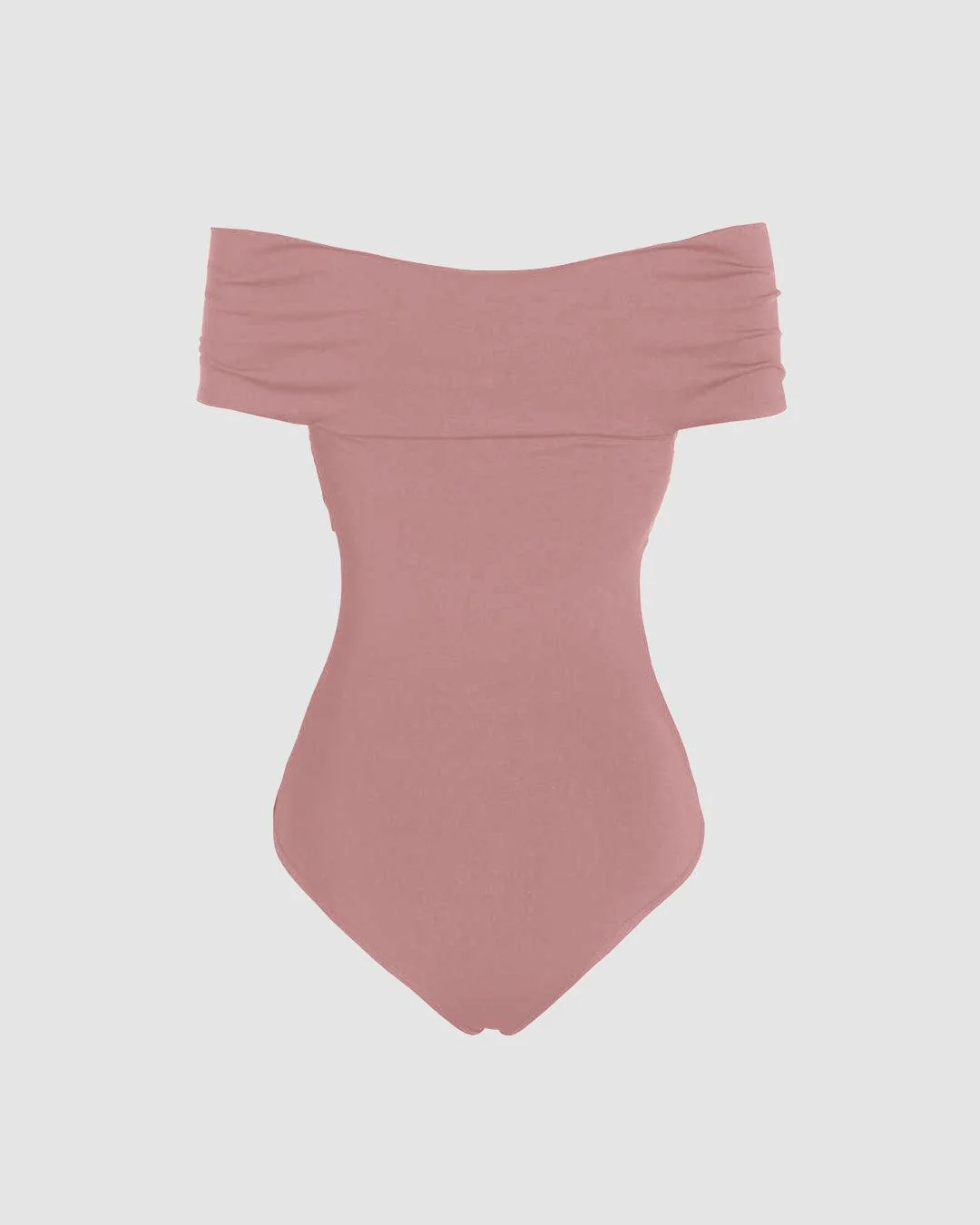 Solid Off-Shoulder Pink Bodysuit - Image 2