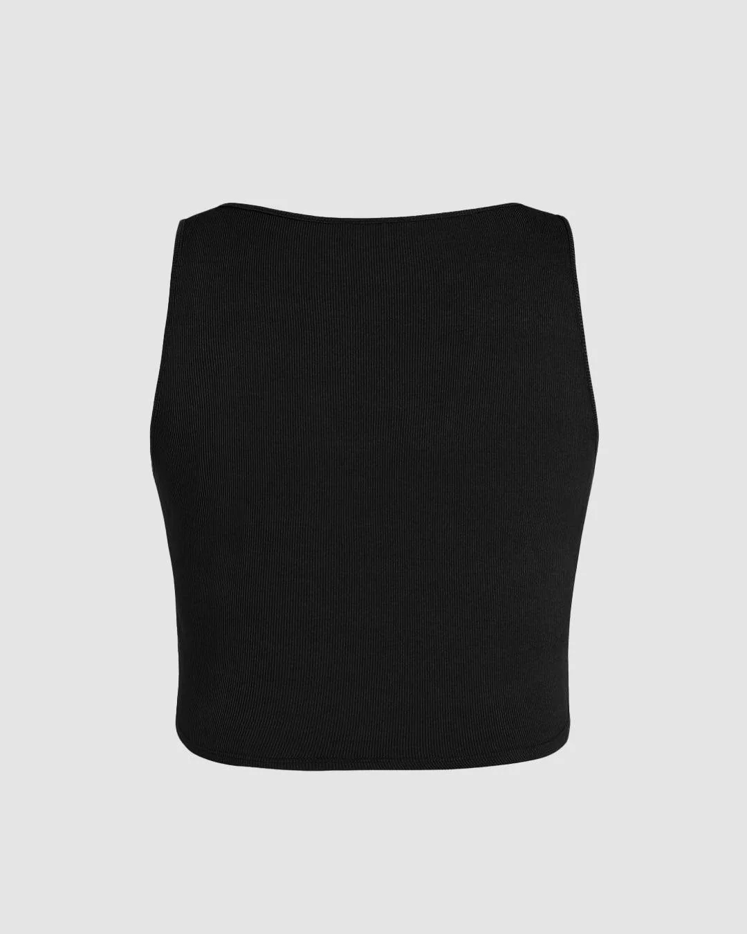 Solid Rib Twist Front Black Crop Top Curve & Plus - Image 4