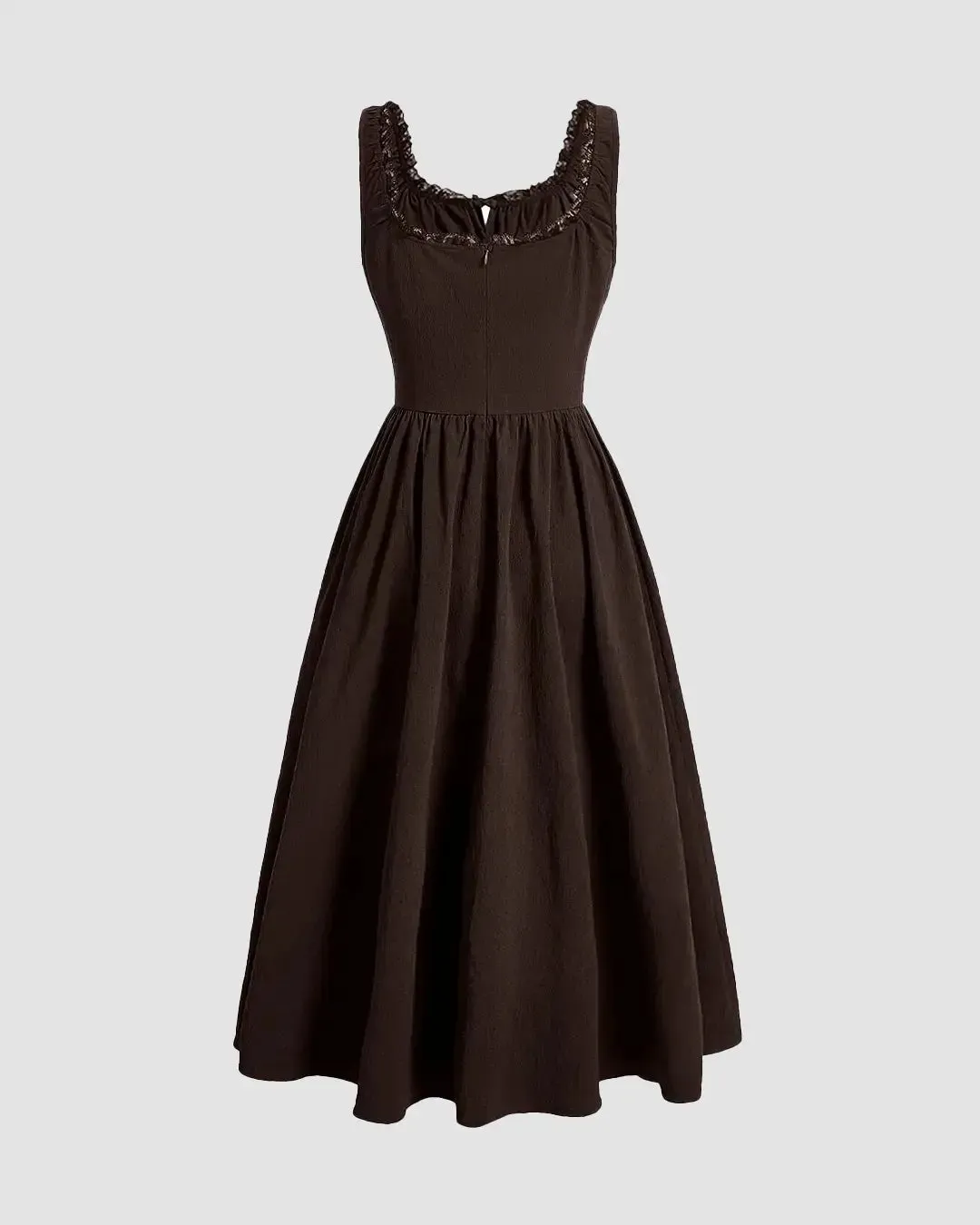 Solid Ruched Bust Dress In Chocolate Fondae - Image 3