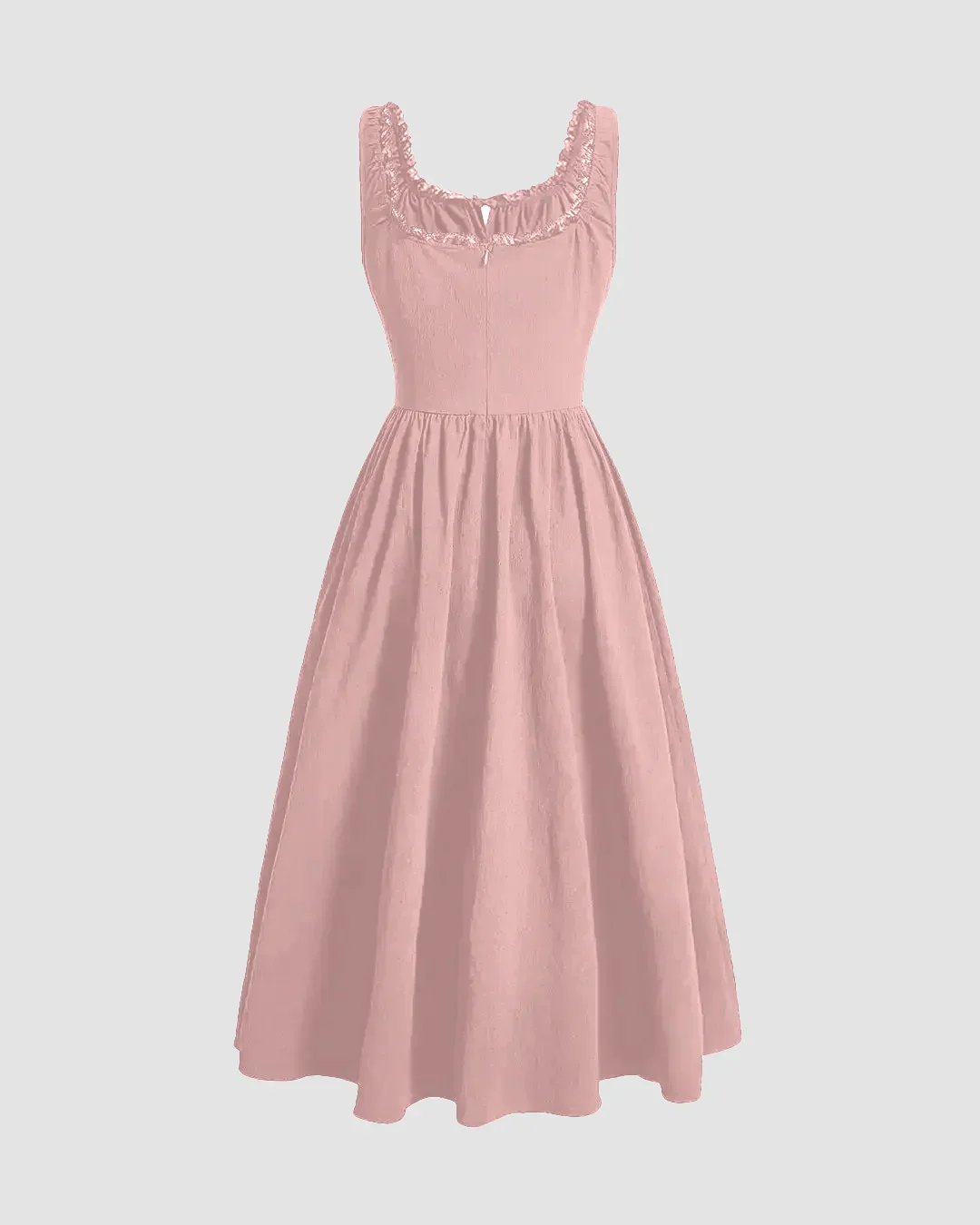 Solid Ruched Bust Dress In Powder Pink - Image 2