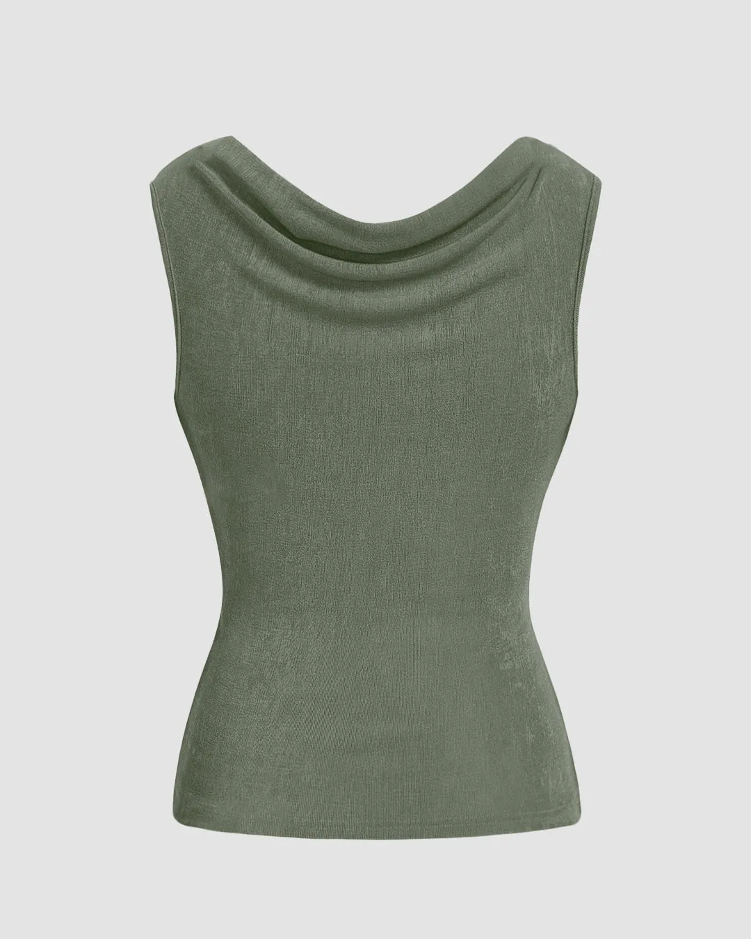 Solid Ruched Green Tank Top - Image 2