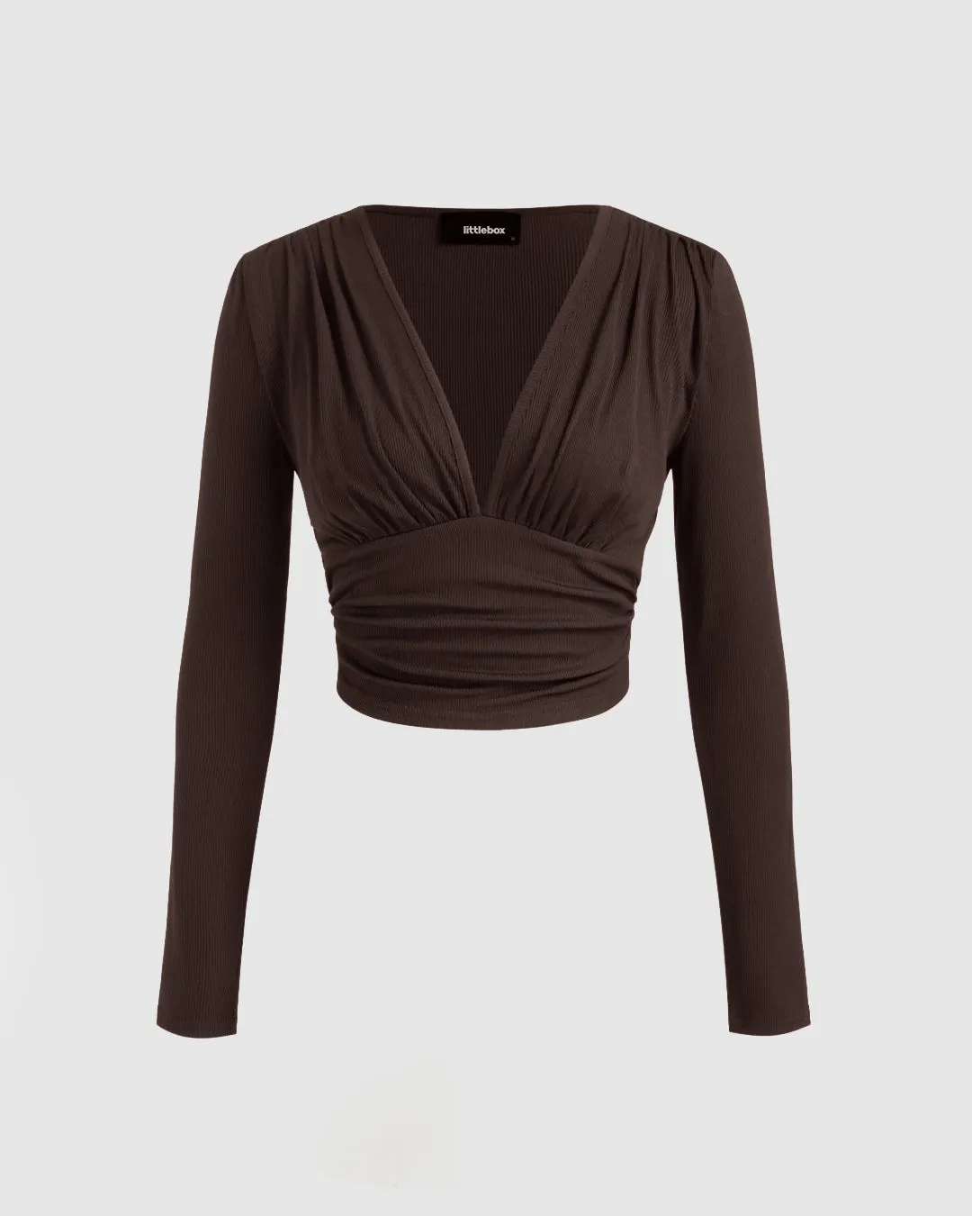 Solid Ruched Hoodie & Mid Rise Knotted Straight Leg Trousers Set In Chocolate Brown - Image 3