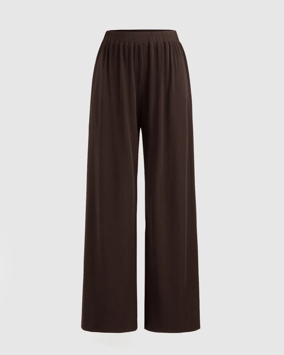 Solid Ruched Hoodie & Mid Rise Knotted Straight Leg Trousers Set In Chocolate Brown - Image 4