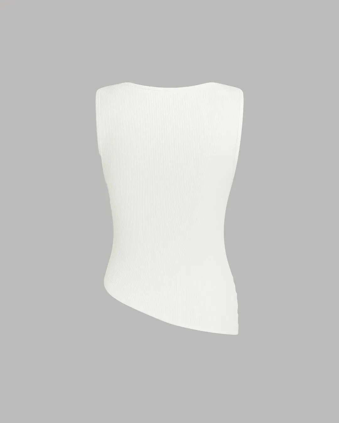 Solid Ruched Round Neck Crop Top In Milky White - Image 2
