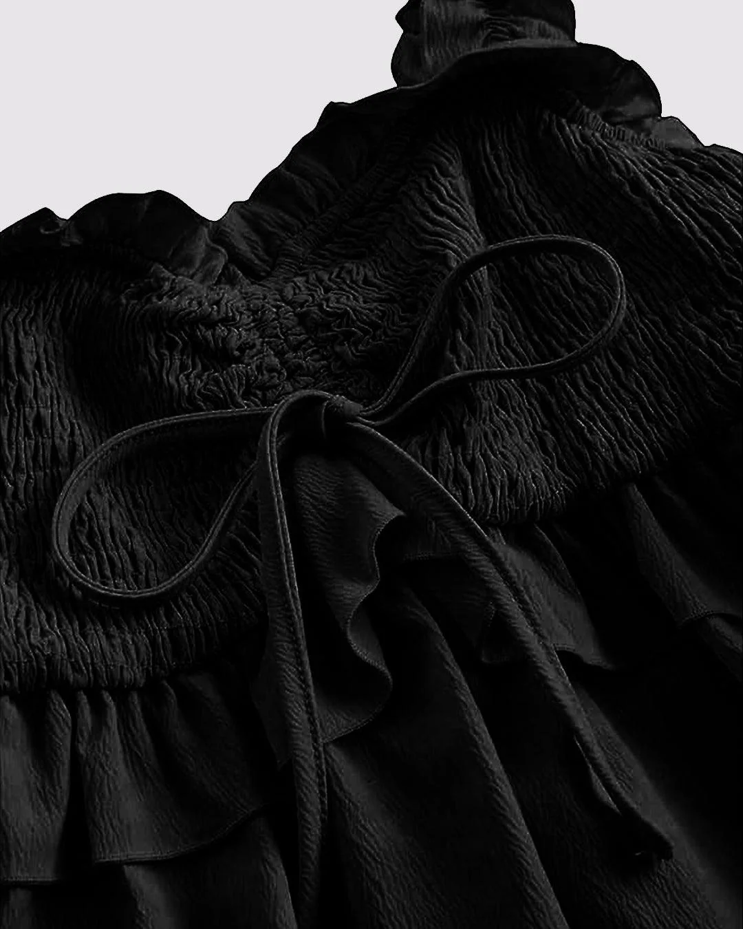 Solid Ruffle Front Tie Bow Sleeveless Black Crop Top - Image 4