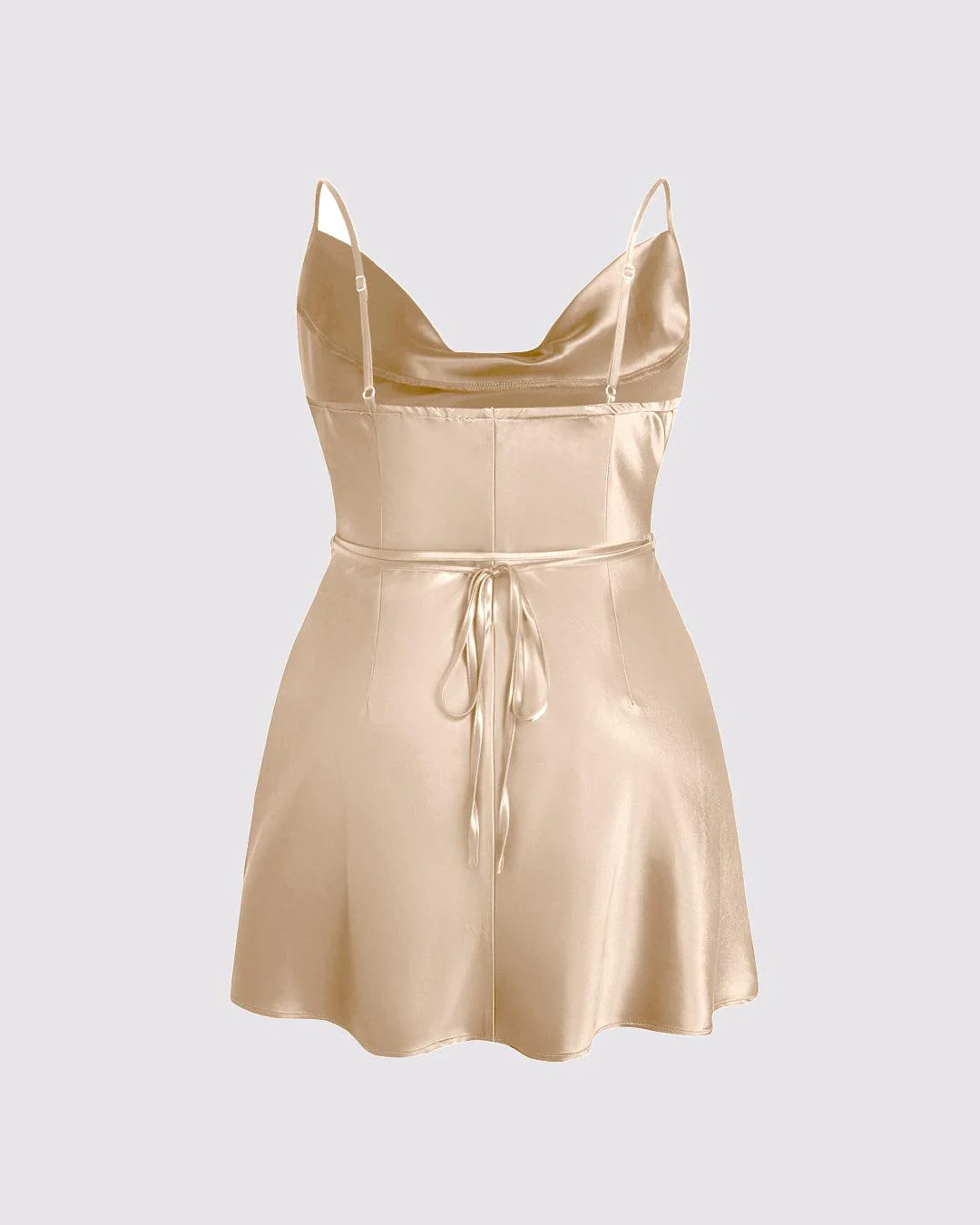 Solid Satin Cowl Neck Cami Mini Dress Curve & Plus In Peach - Image 3