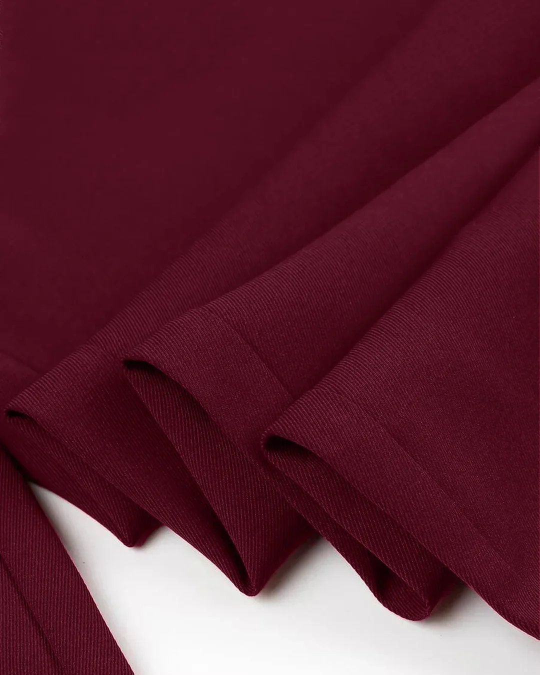 Solid Tailored Blazer & Straight Trousers Co-Ord Set in Burgundy - Image 3