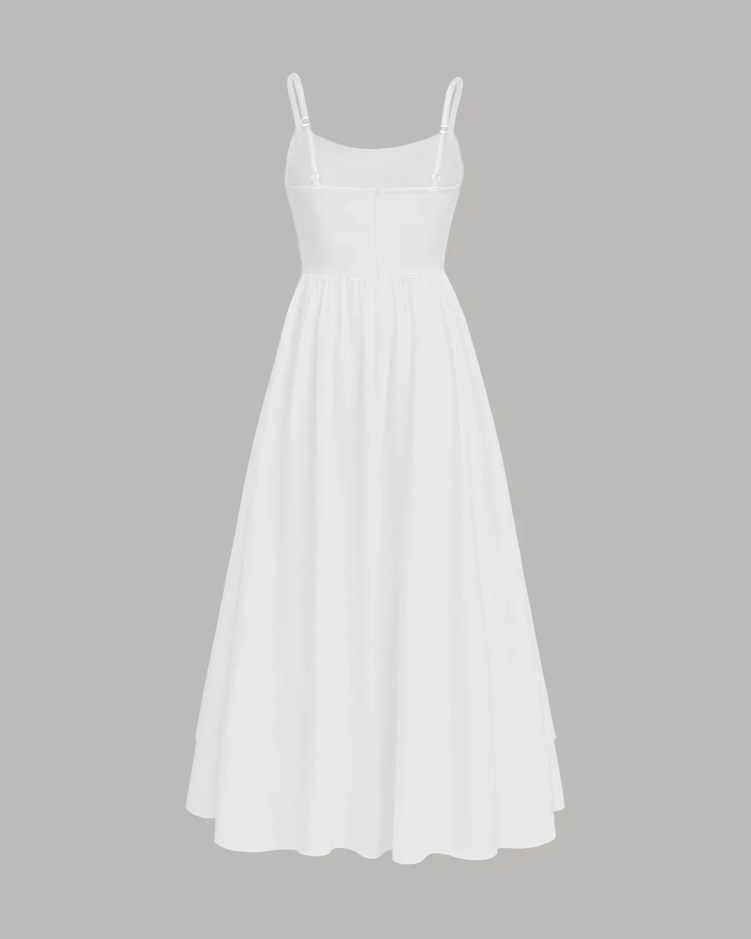 Spaghetti Strap Fit & Flare Sleeveless Midi Dress in White - Image 2