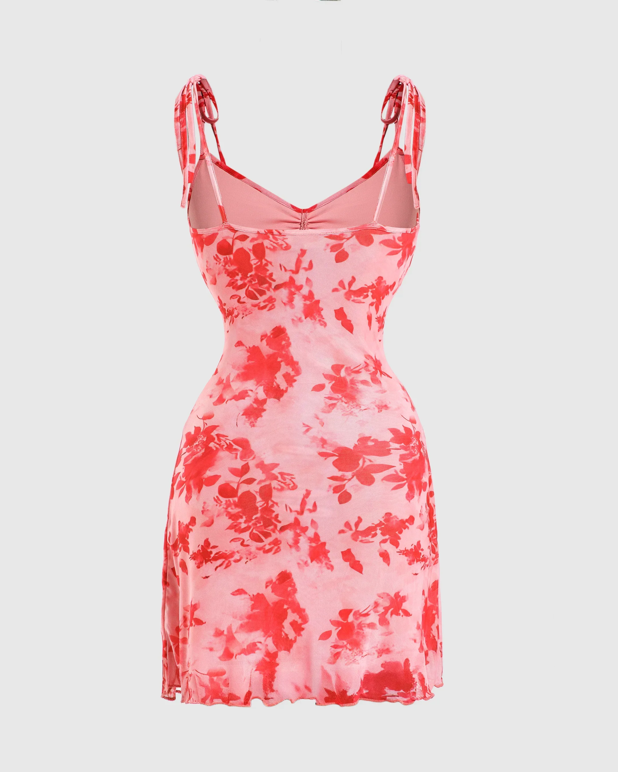 Spaghetti Strap Floral Mesh Mini Dress - Image 2