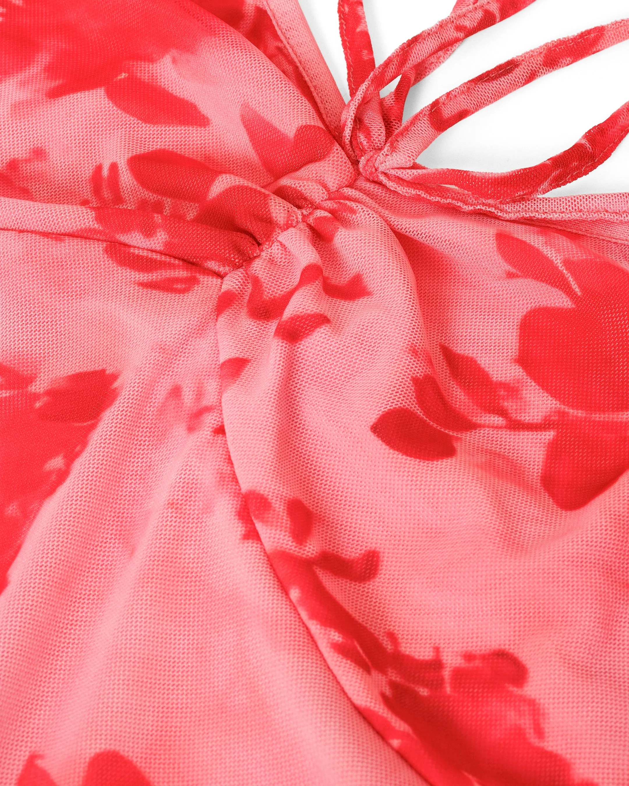 Spaghetti Strap Floral Mesh Mini Dress - Image 3