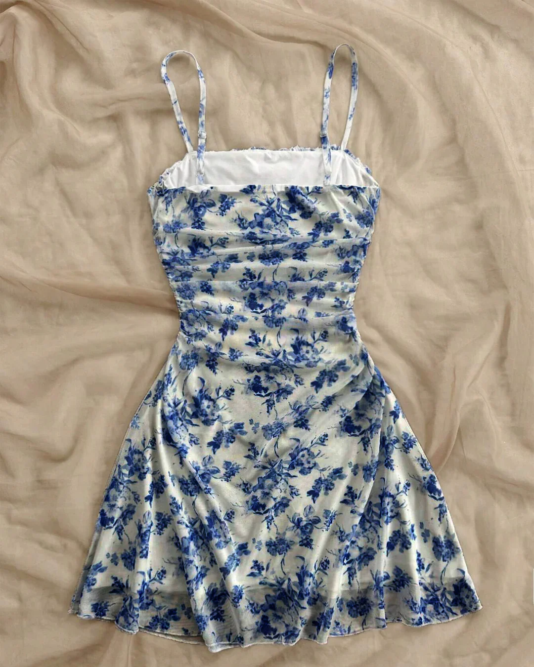 Spaghetti Strap Floral Print A-Line Mini Dress - Image 2