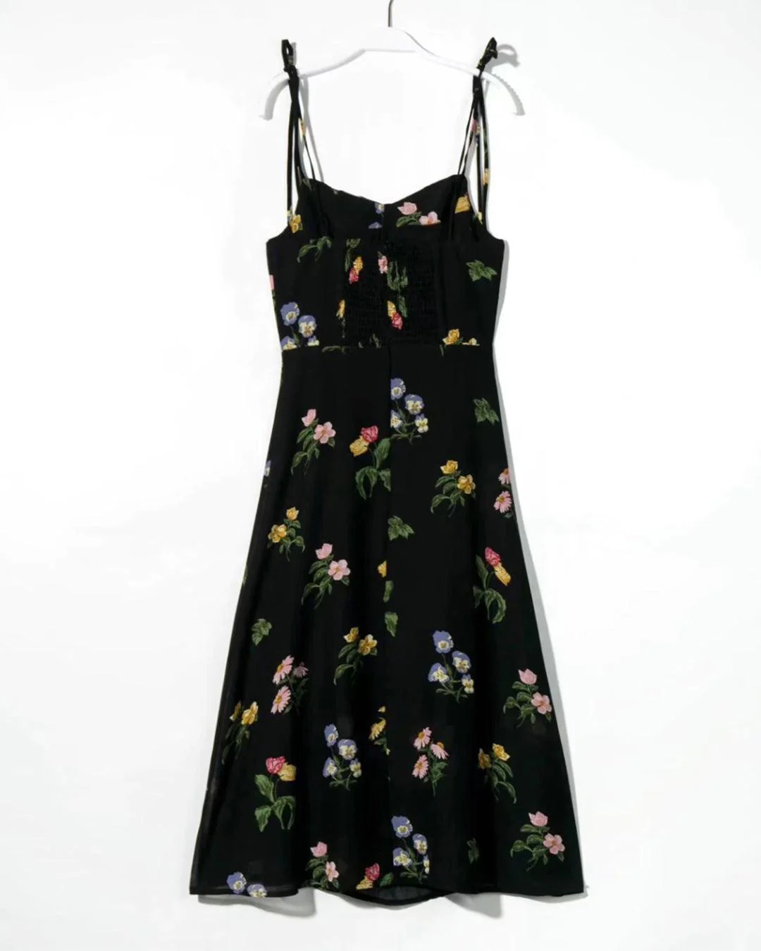 Spaghetti Strap Floral Retro Side-Slit Sheath Dress - Image 4