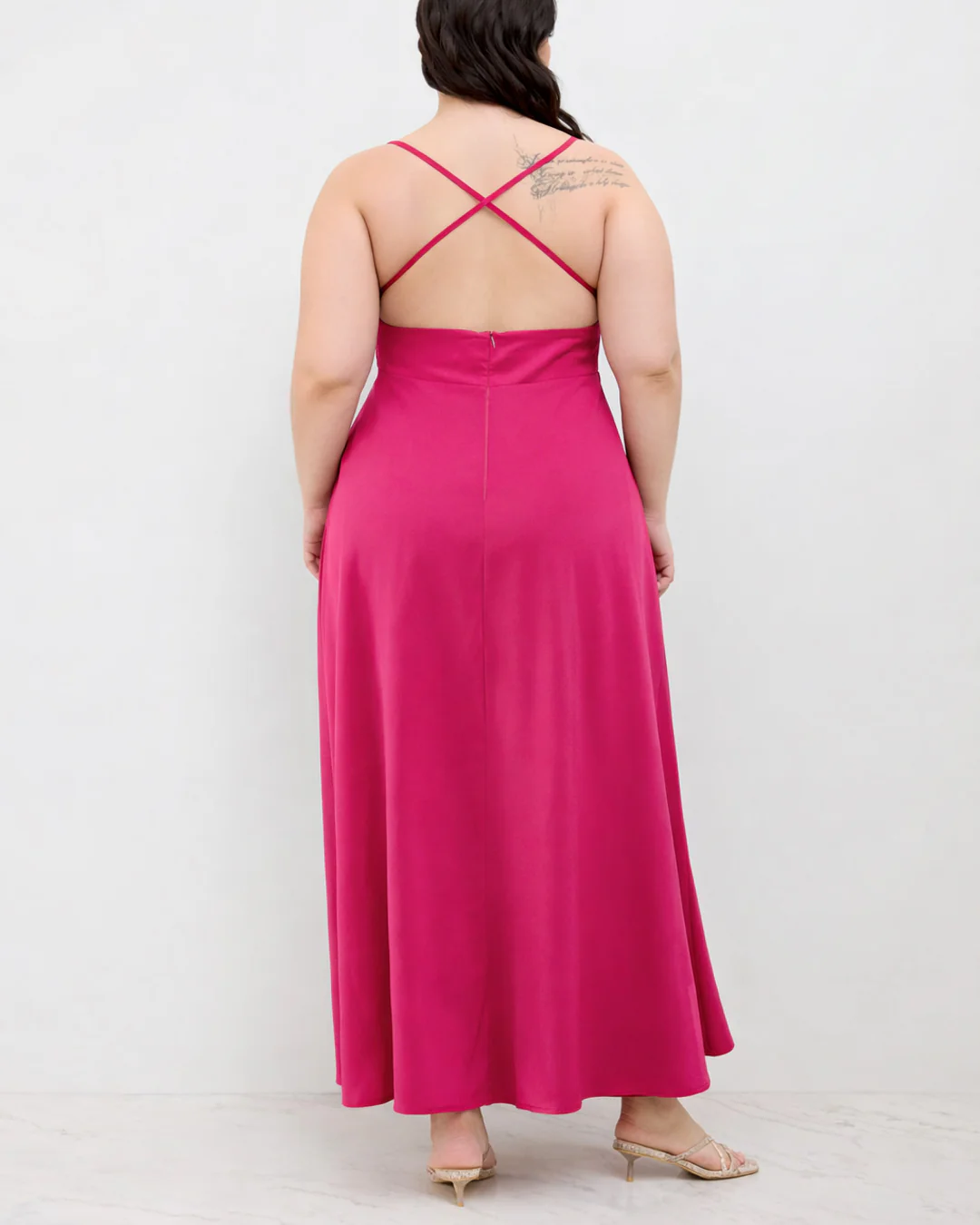 Spaghetti Strap Maxi Dress Curve & Plus in Deep Pink - Image 3