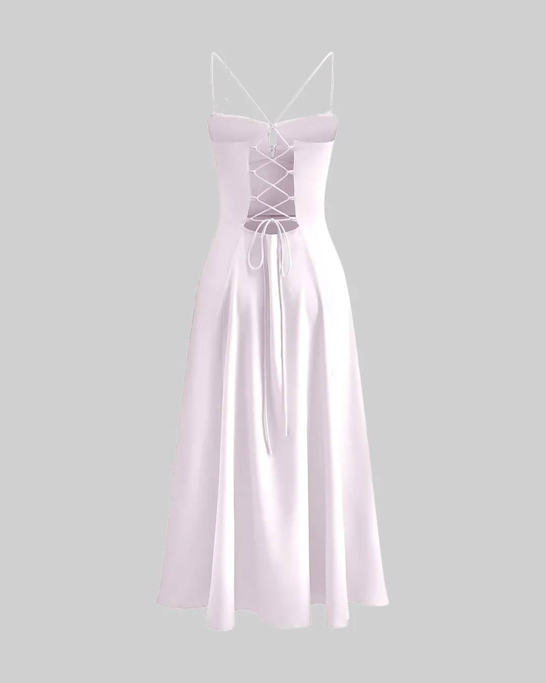 Spaghetti Strap Midi Dress With Ruched Bust And Tie Front In Baby Pink - Image 2