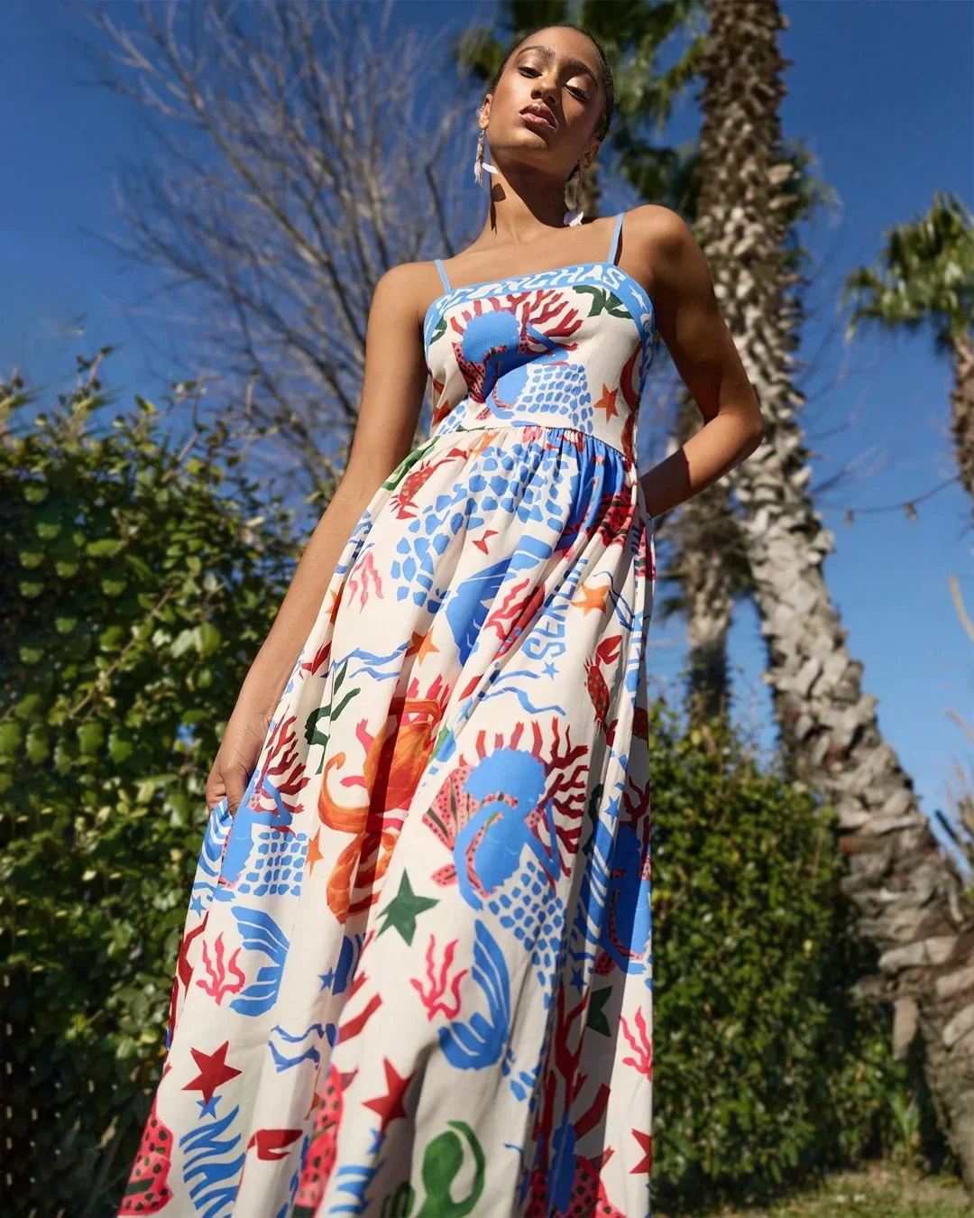 Spaghetti Strap Printed Fit & Flare Maxi Dress - Image 2