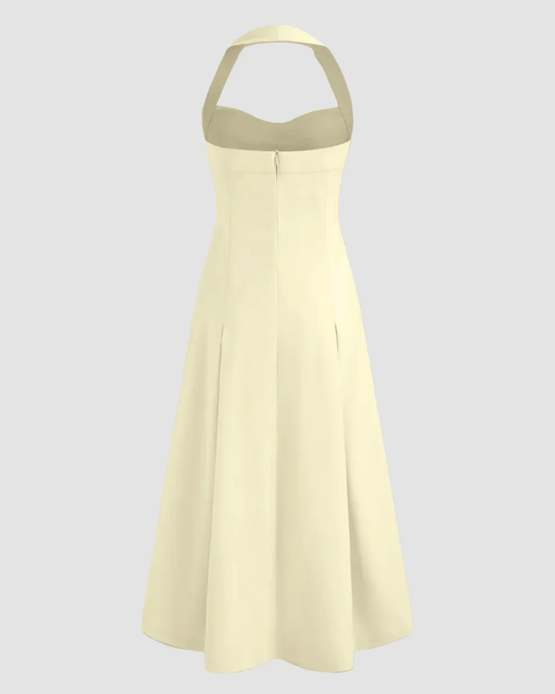 Square Neck Gathered Waist Midi Dress in French Vanilla - Image 3