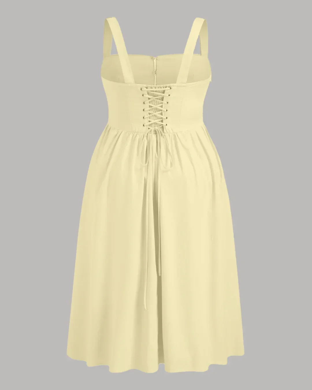 Square Neck Lace Up Ruffle Maxi Dress Curve & Plus in French Vanilla - Image 3