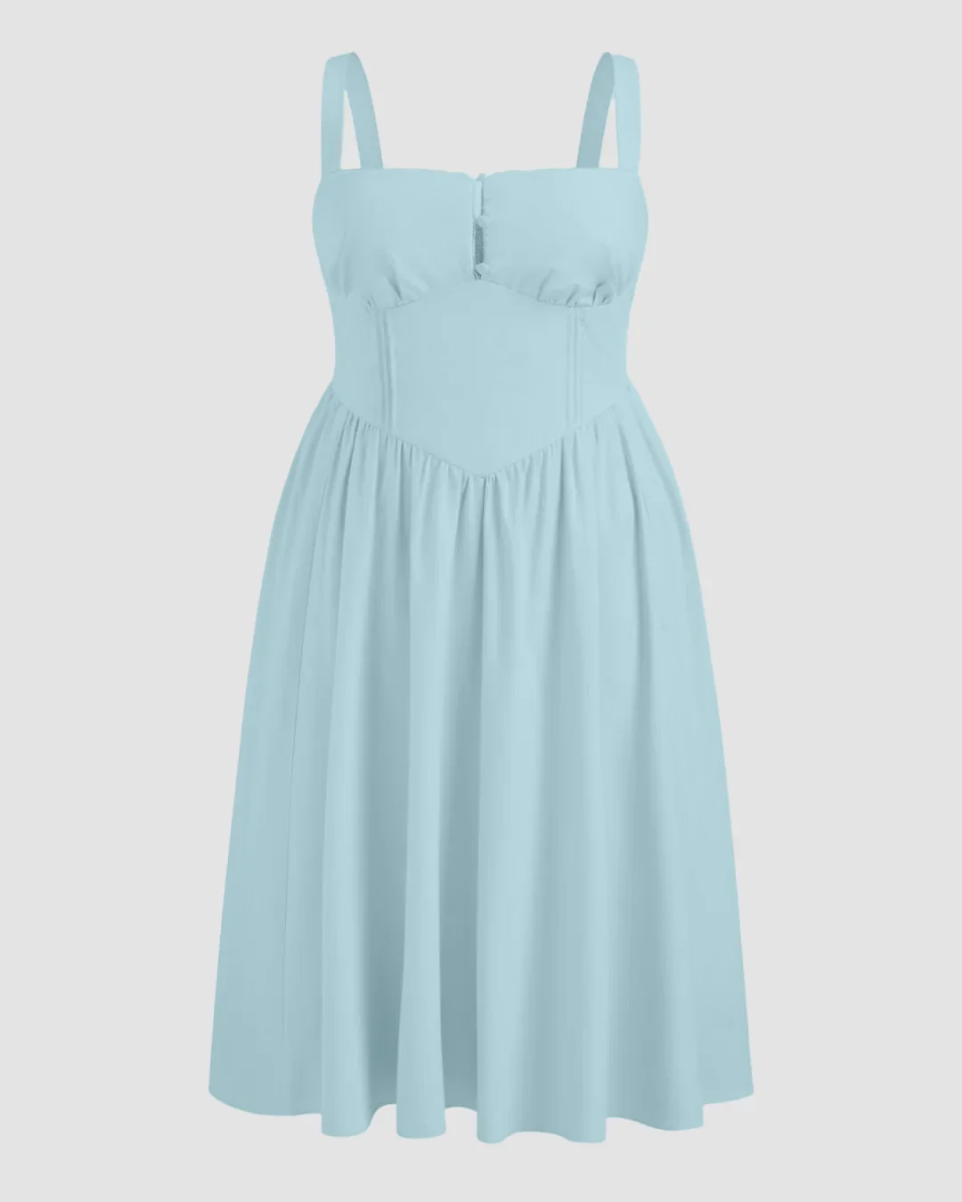 Square Neck Lace Up Ruffle Maxi Dress Curve & Plus in Powder Blue - Image 2