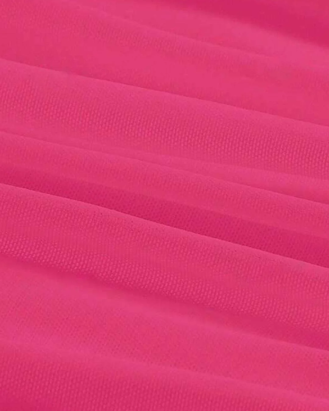 Square Neck Ruched See-Through Bell Sleeves Top In Hot Pink - Image 3