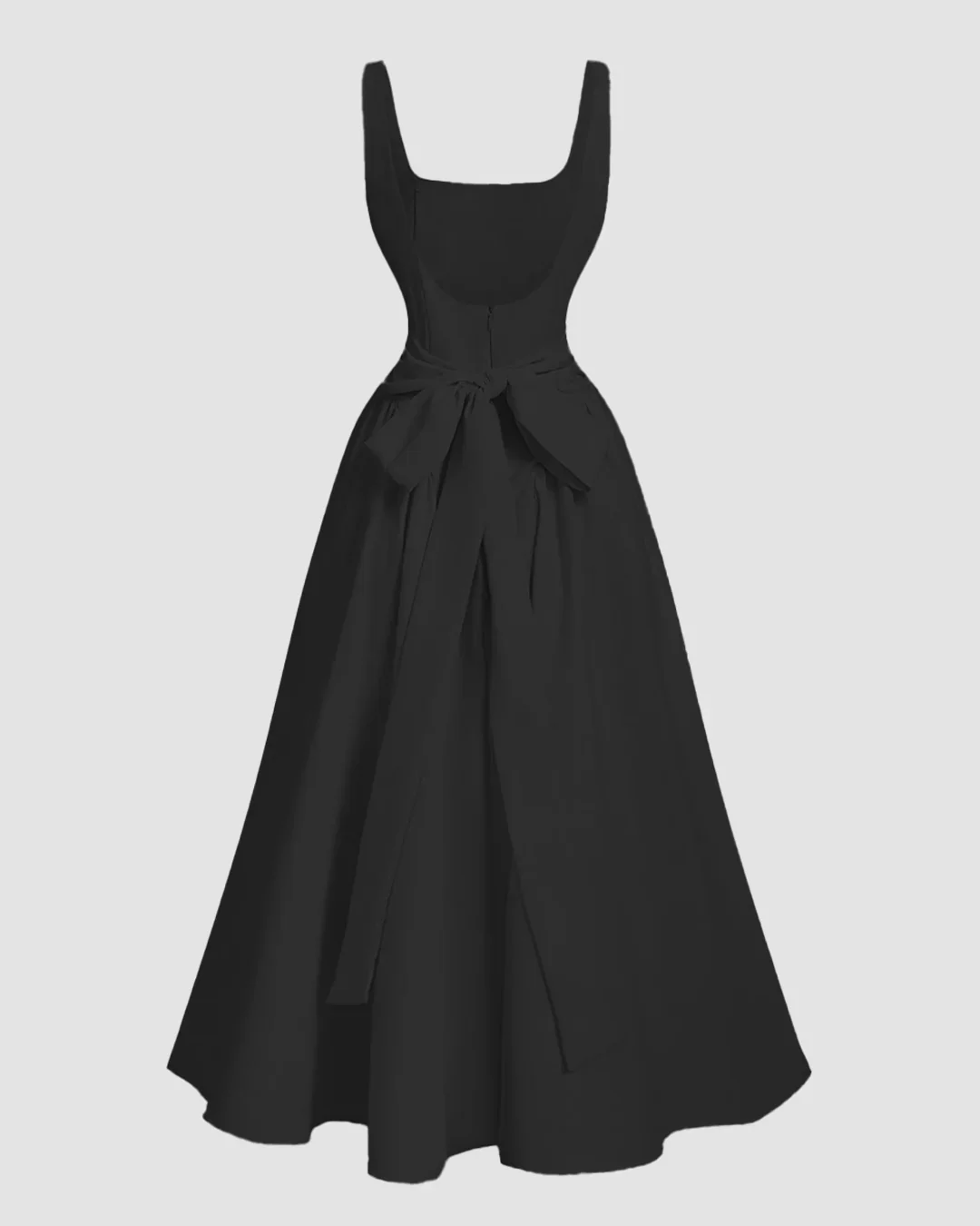 Square Neck Sleeveless Flared Maxi Dress in Black - Image 2