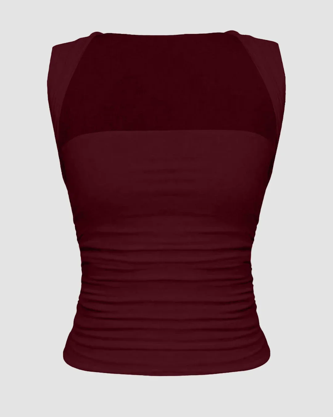 Square Neck Slim-Fit Straight Hem Solid Sleeveless Tank Top in Maroon - Image 2