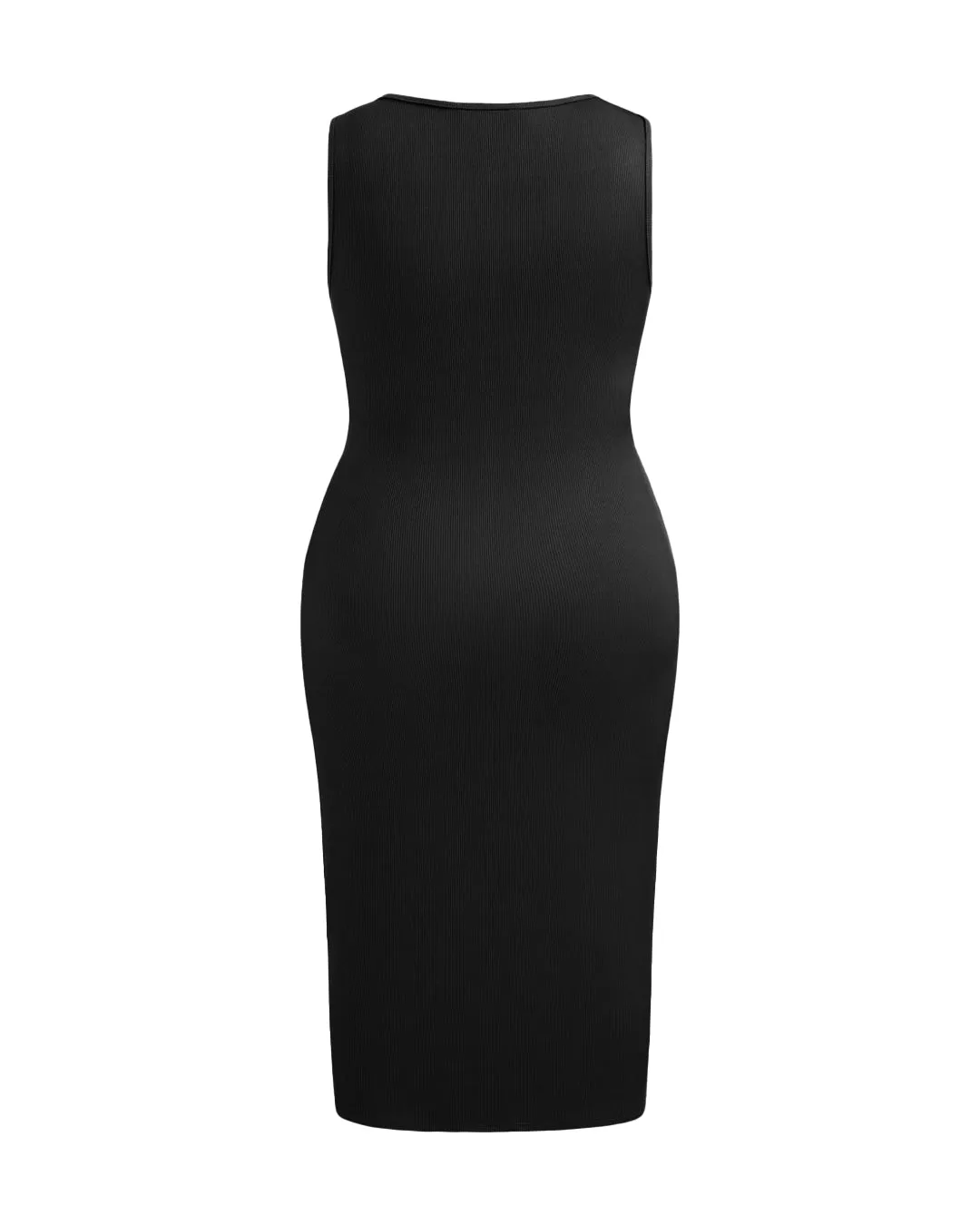 Square Neck Solid Twist Knotted Black Maxi Dress Curve & Plus - Image 4