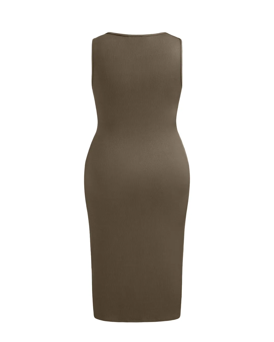 Square Neck Solid Twist Knotted Grey Maxi Dress Curve & Plus - Image 4