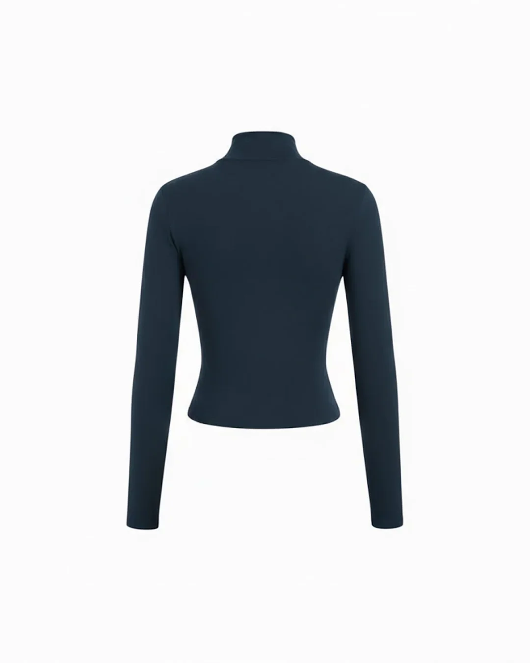 Stand Collar Knotted Long Sleeve Top in Navy Blue - Image 2