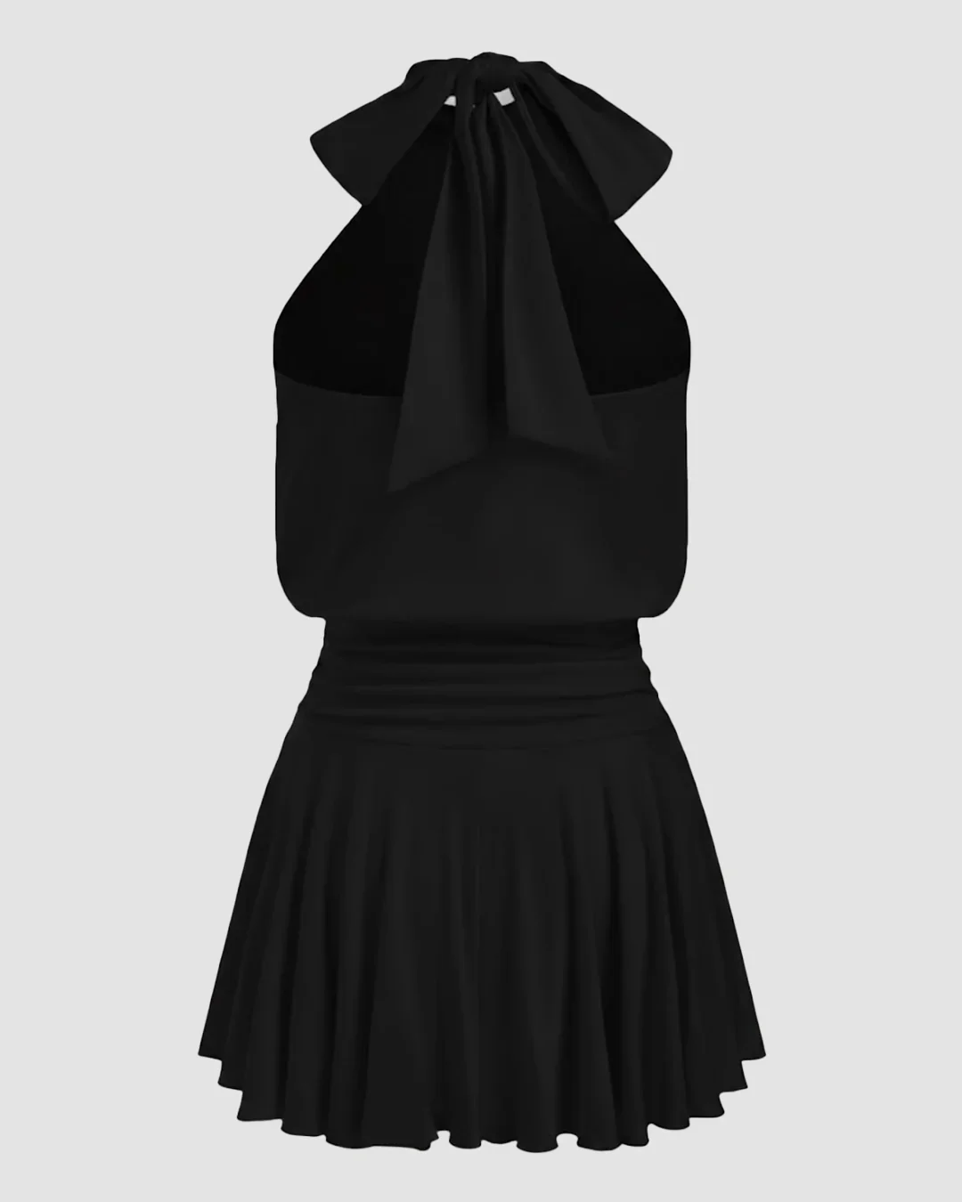 Stand Collar Sleeveless A-Line Mini Dress in Black - Image 2