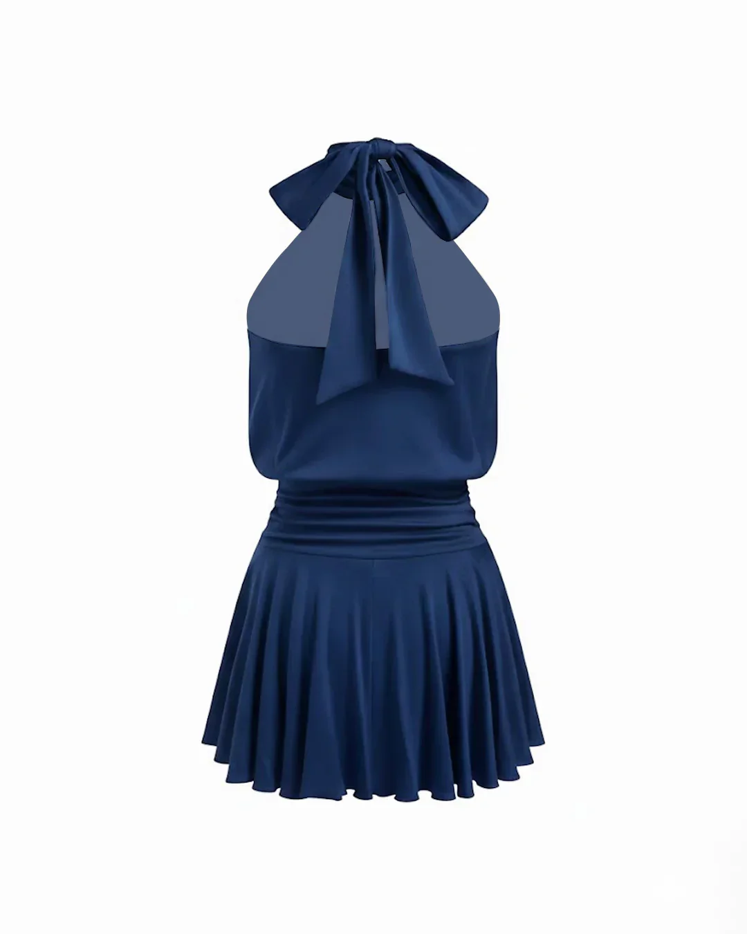 Stand Collar Sleeveless A-Line Mini Dress in Blue - Image 2