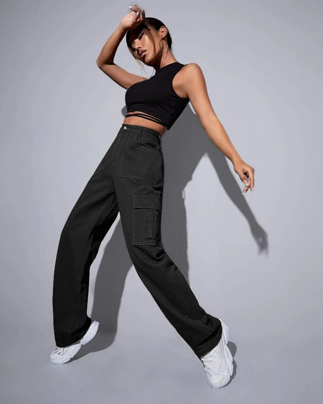 Straight Fit Trending Cargo In Black - Image 3