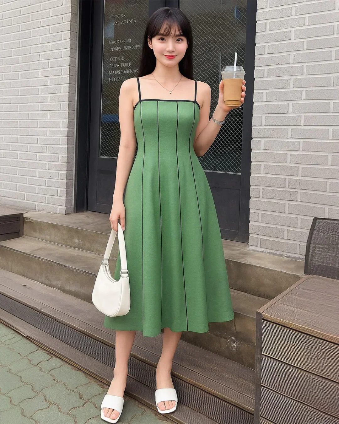 Strapless A-Line Pleated Midi Dress for Women - Image 2
