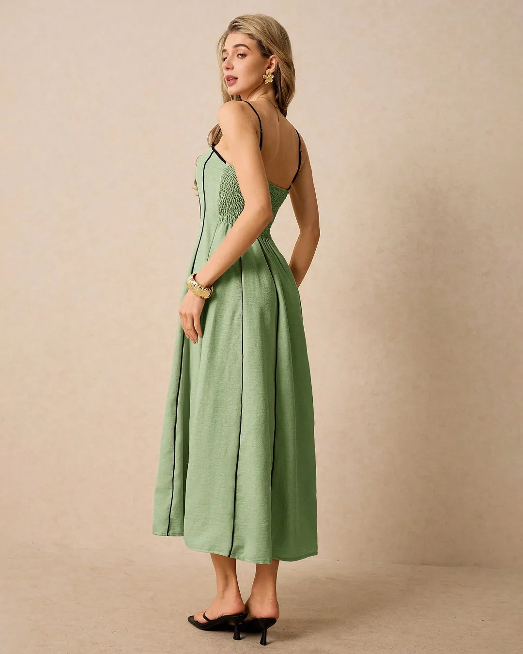 Strapless A-Line Pleated Midi Dress for Women - Image 3