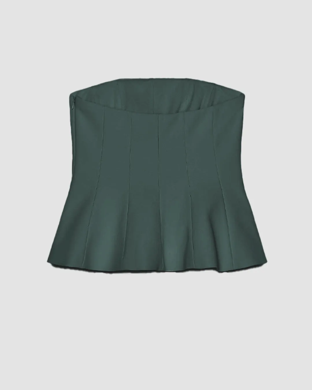 Strapless Peplum Bustier Top In Olive Green - Image 2