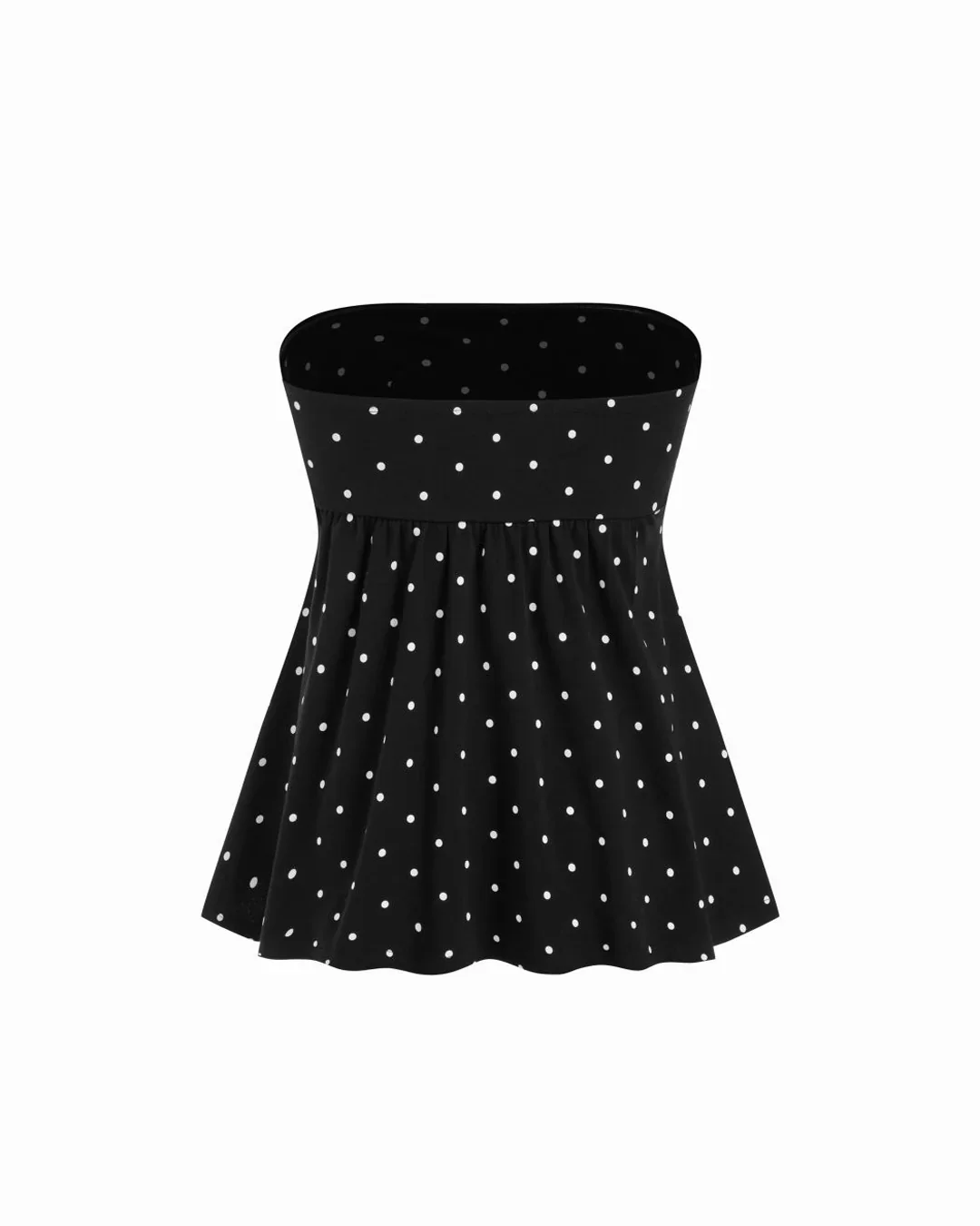 Strapless Polka Dot Bow Belt Bandeau Top - Image 4